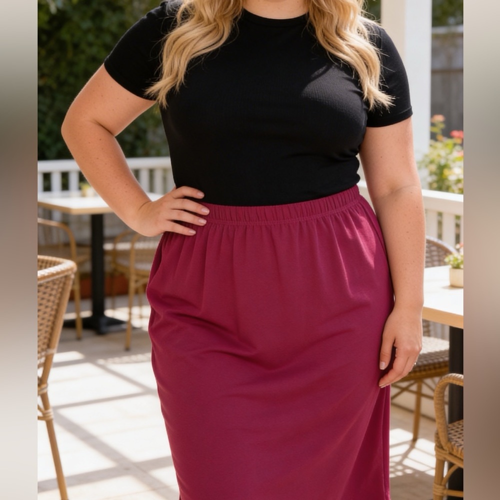 Antthony Aubergine/Fuschia knit office skirt - 2X‎